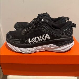 Hoka One One Bondi 7  Running Shoes Black White 1110519 BWHT Womens Size 9.5
